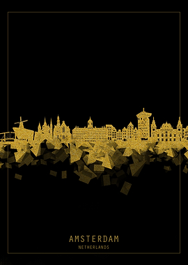 amsterdam skyline gold