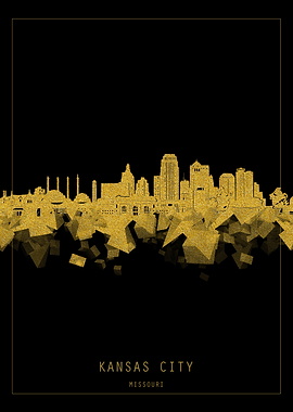 Kansas city skyline gold