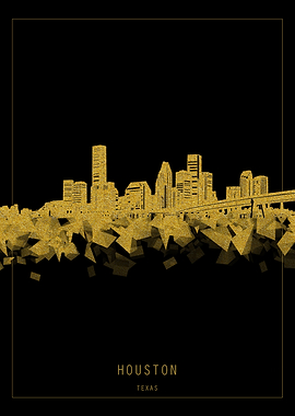 Houston skyline gold