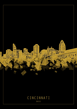 Cincinnati skyline gold