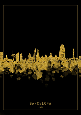 Barcelona skyline gold