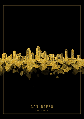San Diego skyline gold