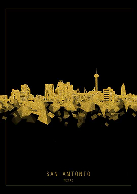 San Antonio skyline gold