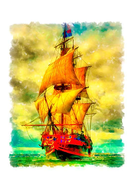 Ship with sails Endeavor