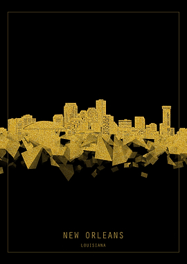 New Orleans skyline gold