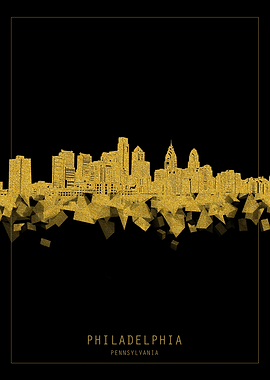 Philadelphia skyline gold