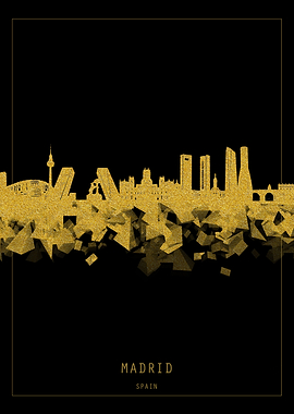 Madrid skyline gold