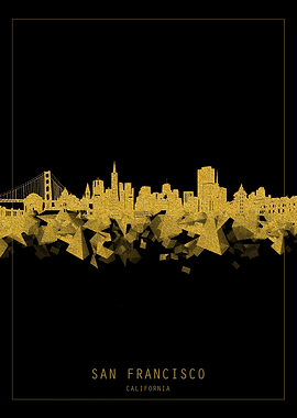 San Francisco skyline gold