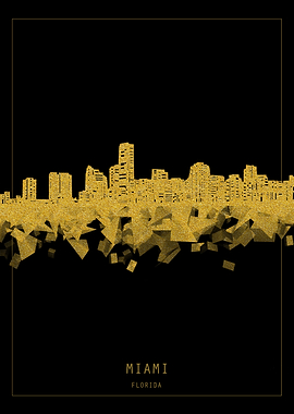 Miami skyline gold