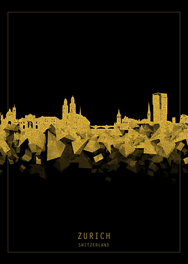 Zurich skyline gold