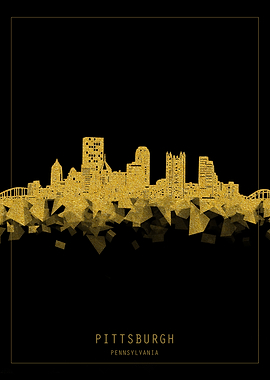 Pittsburgh skyline gold