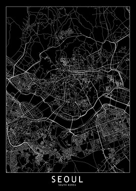 Seoul Black Map