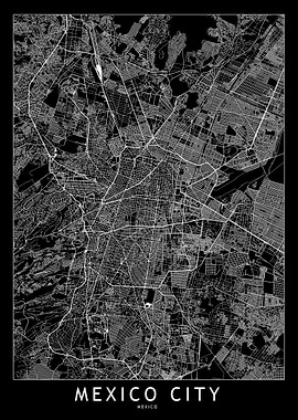 Mexico City Black Map