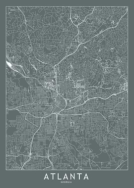 Atlanta Grey Map