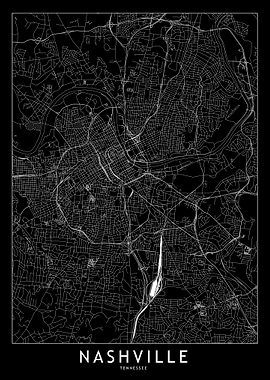 Nashville Black Map