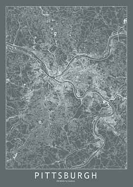 Pittsburgh Grey Map
