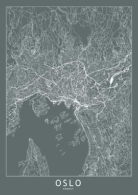 Oslo Grey Map