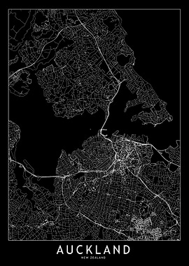 Auckland Black Map