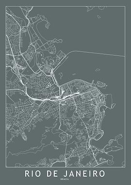 Rio De Janeiro Grey Map