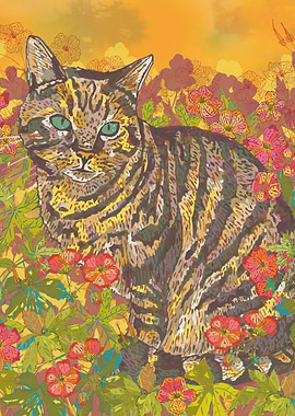 Tabby Cat Summer Day