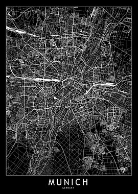 Munich Black Map