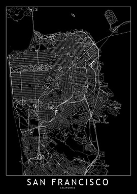 San Francisco Black Map