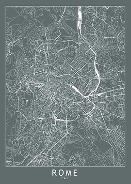 Rome Grey Map
