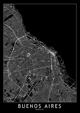 Buenos Aires Black Map