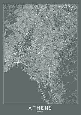 Athens Grey Map