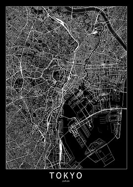 Tokyo Black Map