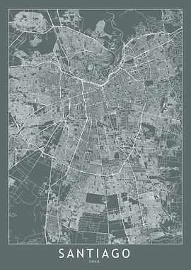 Santiago Grey Map