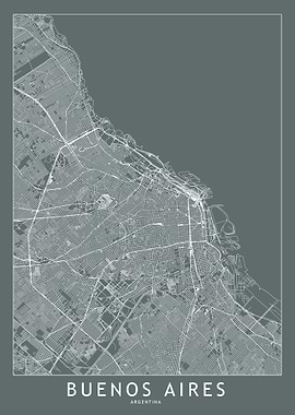 Buenos Aires Grey Map