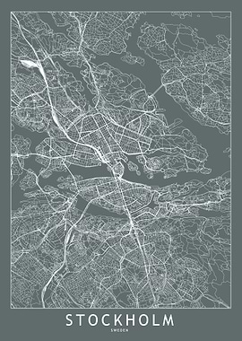 Stockholm Grey Map