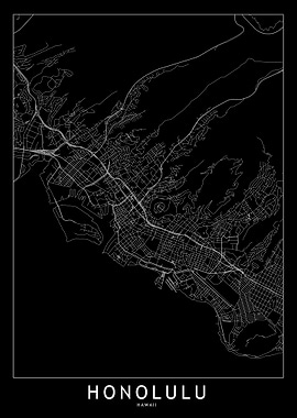 Honolulu Black Map