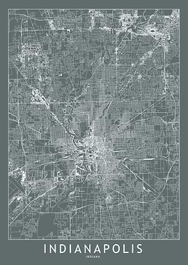 Indianapolis Grey Map