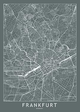 Frankfurt Grey Map
