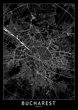 Bucharest Black Map