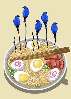 Ramen blue birds tree
