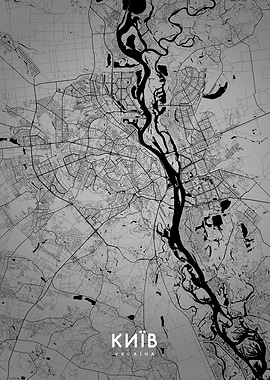 Kyiv map BW
