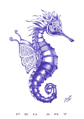 Seahorse Original Pen Art