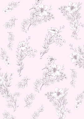 Floral on pastel pink
