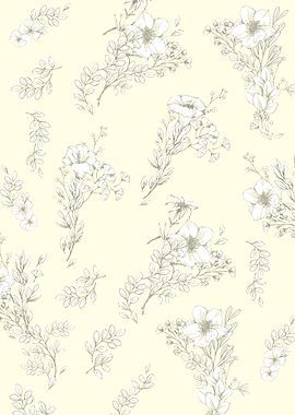Floral on pastel yellow