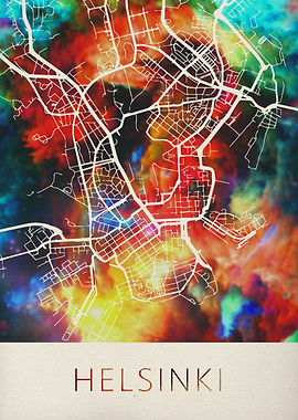 Helsinki Watercolor Map