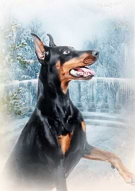 Winter Doberman