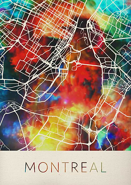 Montreal Watercolor Map