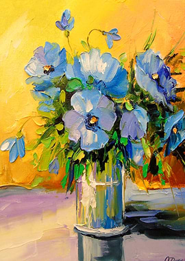 A bouquet of blue flowers