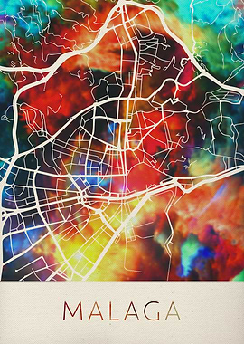Malaga Watercolor Map