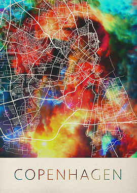 Copenhagen Watercolor Map