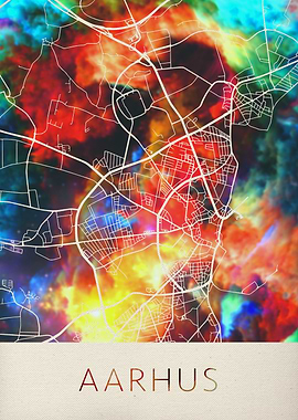 Aarhus Watercolor Map