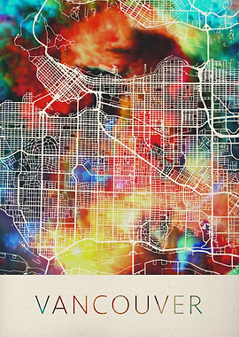 Vancouver Watercolor Map